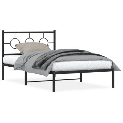 Cadru de pat din metal cu tablie, negru, 107x203 cm GartenMobel Dekor foto
