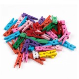 Set Clame Lemn Multicolor, 50 Bucăți, 2.5x0.5cm, Oem