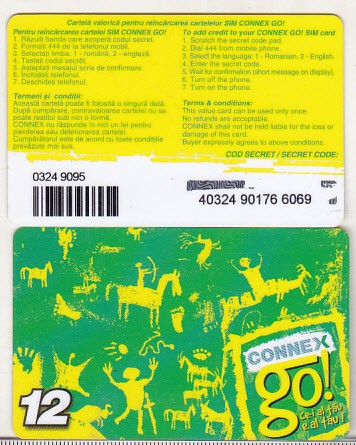 bnk card Romania - Connex - reincarcare Go! 12 - RO-CON-REF-0020E
