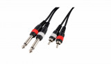 Cablu audio profesional CASCHA 2 x mufa 6,3 mm la 2 x RCA, 3 m lungime, negru - NOU