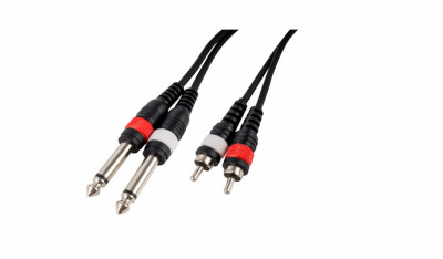 Cablu audio profesional CASCHA 2 x mufa 6,3 mm la 2 x RCA, 3 m lungime, negru - NOU foto
