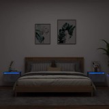 Cumpara ieftin Noptiere montate pe perete cu lumini LED, 2 buc., gri beton
