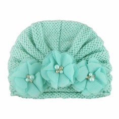 Caciulita vernil tip turban cu floricele (Marime Disponibila: 3-6 luni)