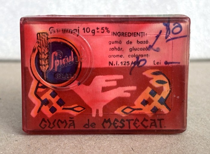 Cutie vintage de guma de mestecat SPICUL Cluj anii 70, cu eticheta originala