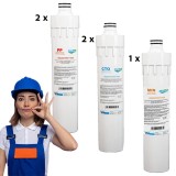 Pachet rezerve cartuse quick-change pentru statie osmoza inversa Aquapur Valhoh Valrom recomandat pentru 12 luni fara membrana