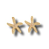 Cercei placati cu aur Steluta de Mare cu perlute