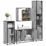 Set de mobilier de baie 4 piese Lemn stratificat gri Sonoma