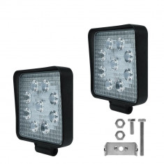 Set 2 x Proiectoare auto, Patrate, 27W, 9 Led-uri foto