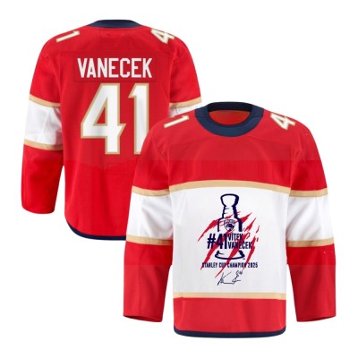 Florida Panthers tricou de hochei V&amp;iacute;tek Vaněček #92 Stanley Cup Champion 2025 - L foto