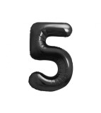 Balon folie sub forma de cifra, negru mat, 85 cm-Tip Cifra 5