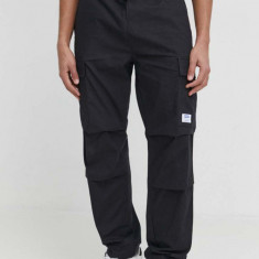 HUGO Blue pantaloni de bumbac culoarea negru, drept 50517923