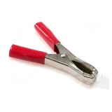 Bornă crocodil 50A cu capacitate de prindere maximă 31mm, culoare roşie
