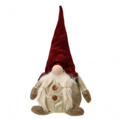 Decoratiune Girl gnome w hat bordo, Decoris, 14x12x30 cm, poliester, multicolor