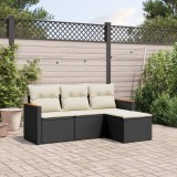 vidaXL Set mobilier de grădină cu perne, 4 piese, negru, poliratan 3225902
