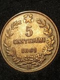 5 centesimi 1861 M (in capsula), stare aUNC [poze]
