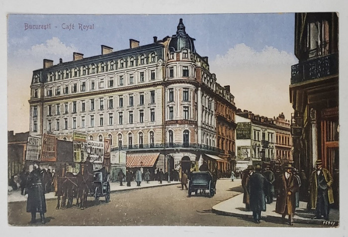 BUCURESTI , CAFE ROYAL , CARTE POSTALA ILUSTRATA , INTERBELICA