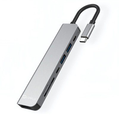 Adaptor Hub Multiport 7 in 1, USB Type-C la HDMI 4K UHDTV, PD 100W Charging Port, 2 USB 3.0, 1 USB-C Data, SD/TF Card Reader, Docking Station Pentru L foto