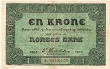 Norvegia 1 Krone 1917 P-13 Seria 0318442