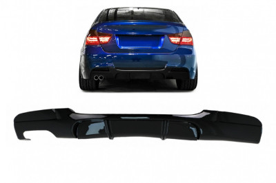 Difuzor Bara Spate pentru Evacuare Dubla Stanga BMW Seria 3 E90 E91 (2004-2012) M Design Negru Lucios Performance AutoTuning foto