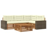 vidaXL Set de canapele de exterior 5 pcs Natural și Crem 3383338