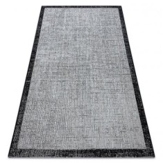 Covor sisal Floorlux 20401 Cadru argintiu si negru, 200x290 cm
