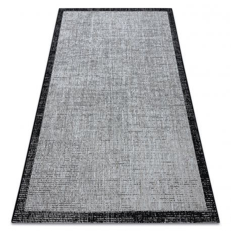 Covor sisal Floorlux 20401 Cadru argintiu si negru, 160x230 cm