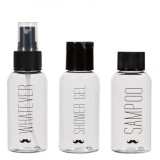 Set Sticle Voiaj, 3 Buc, Imprimeu Mustață, Capacitate 80 ml, Transparent, Oem
