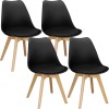 Set 4 scaune dining Verdhe pentru bucatarie cu perna tapitata cu piele ecologica, 44x82cm, negru Household NewTrend, Oem