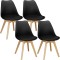 Set 4 scaune dining Verdhe pentru bucatarie cu perna tapitata cu piele ecologica, 44x82cm, negru Household NewTrend