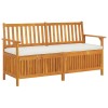 VidaXL Bancă de depozitare cu pernă, 148 cm, lemn masiv de acacia