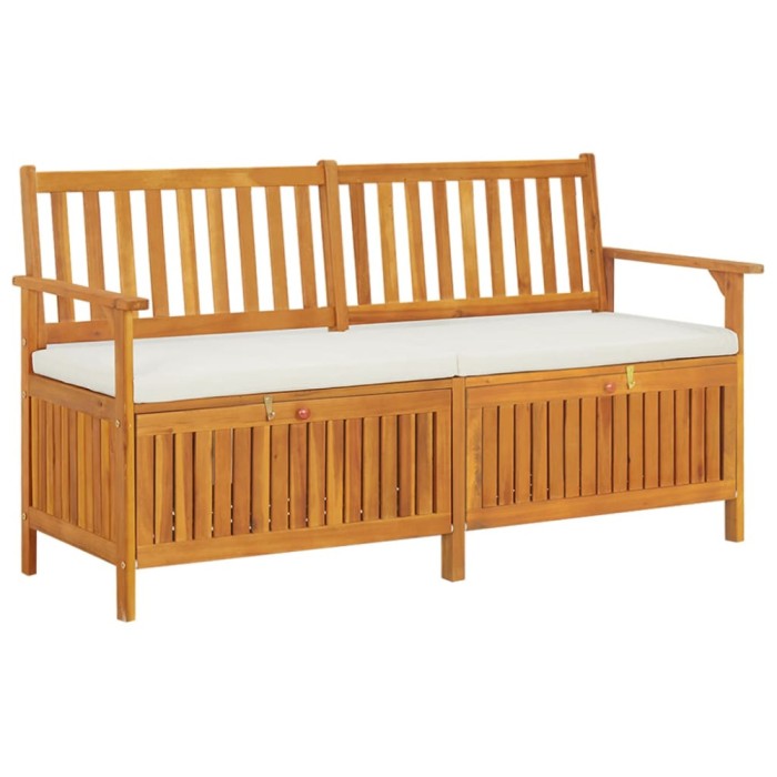vidaXL Bancă de depozitare cu pernă, 148 cm, lemn masiv de acacia 316737