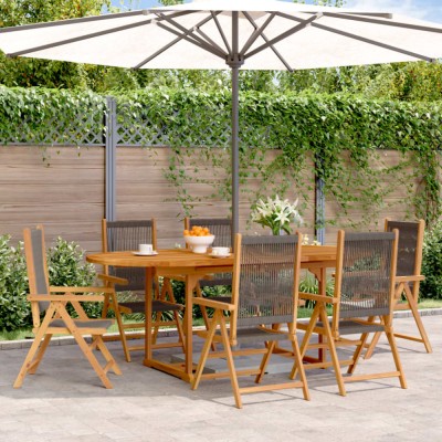 Gossi set mobilier de gradina 7 piese polipropilena gri/lemn masiv foto