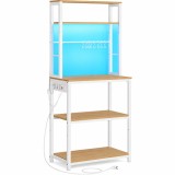 Raft de bucatarie VASAGLE cu LED, prize AC si USB, stejar auriu