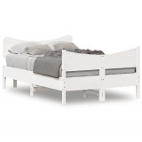VidaXL Cadru de pat cu tăblie, alb, 120x200 cm, lemn masiv de pin