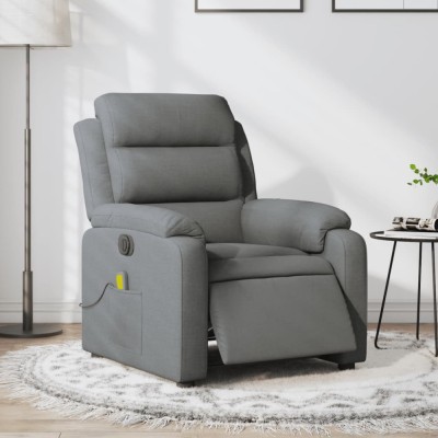 vidaXL Fotoliu electric de masaj rabatabil, gri &amp;icirc;nchis, textil foto