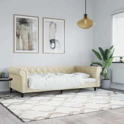 vidaXL Pat de zi, crem, 100x200 cm, piele ecologică 354232 foto