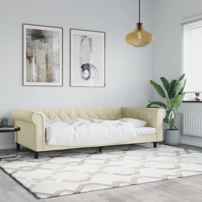vidaXL Pat de zi, crem, 100x200 cm, piele ecologică 354232