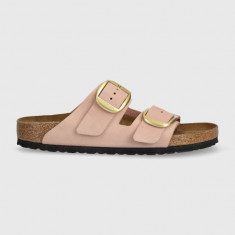 Birkenstock papuci din nubuc Arizona Big Buckle culoarea roz, 1026559