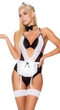 Costumatie Naughty Maid, 5 Piese, Alb/Negru, L/XL