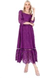 Cumpara ieftin Rochie lunga de dama Lovedrobe PL9-0039, decolteu patrat, mov, marime EU 50 - OUTLET