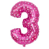 Balon din Folie Metalizata Cyrax, Figurina Cifra, Imprimeu Inimi, Tema Aniversare 80 cm, Ambalaj Individual, Pai inclus, Umflare cu Aer sau Heliu, Roz