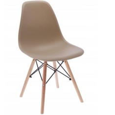 SCAUN STIL SCANDINAV, PLASTIC, METAL, LEMN, BEJ, 46X52X81 CM, EVA