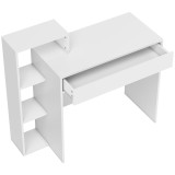 HOMCOM Compact Computer Desk with 3 Storage Shelves and Drawer, Space Saving Writing Desk, Study Table for Home Office, 110 x 40 x 92 cm, White | Aoso