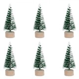 Set Brazi Decorativi Crăciun, Model Glitter, Culoare Verde, &Icirc;nălțime 7cm, 6 Bucăți, Oem