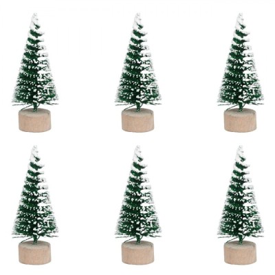 Set Brazi Decorativi Crăciun, Model Glitter, Culoare Verde, &amp;Icirc;nălțime 7cm, 6 Bucăți foto