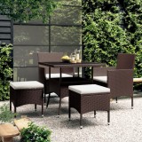 vidaXL Set mobilier de grădină , 5 piese, maro, poliratan