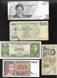 Set 5 bancnote de prin lume adunate (cele din imagini) #232