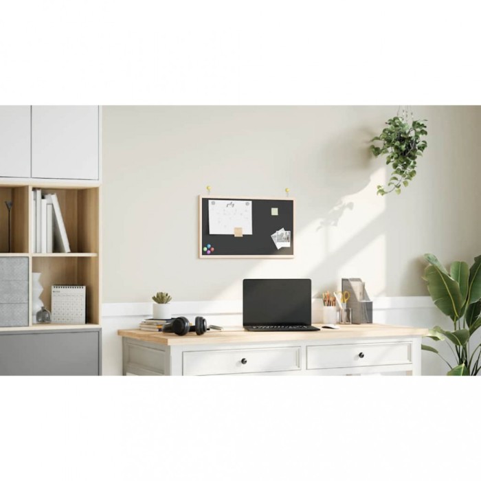 vidaXL Tablă cu cadru din lemn masiv de pin negru 60x40 cm