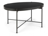 Cumpara ieftin Masuta de cafea din fier negru si blat sticla Rashida 70 cm x 46 cm x 40 h