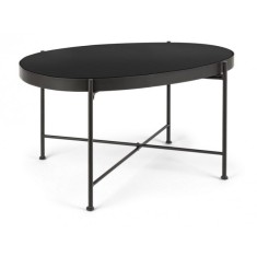 Masuta de cafea din fier negru si blat sticla Rashida 70 cm x 46 cm x 40 h